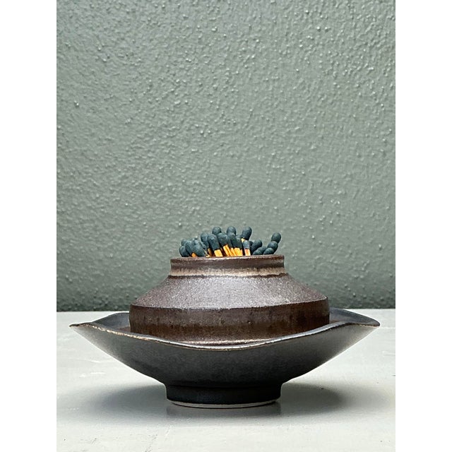 Vintage Original Studio Pottery Match Strike Set For Sale - Image 9 of 12