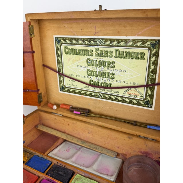 Antique Art Nouveau French Watercolor Paint Set Box from Bourgeois Aîné, 1890s For Sale - Image 12 of 18