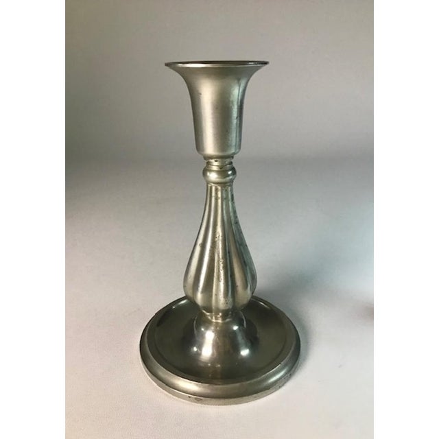 Mid-Century Modern Art Deco Pewter Candlesticks by Sylvia Stave, 1940s, Set of 2 For Sale - Image 3 of 11