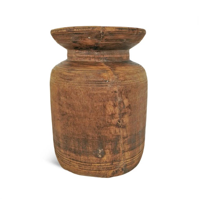 Rustic Rustic Vintage Wooden Vessel India For Sale - Image 3 of 7