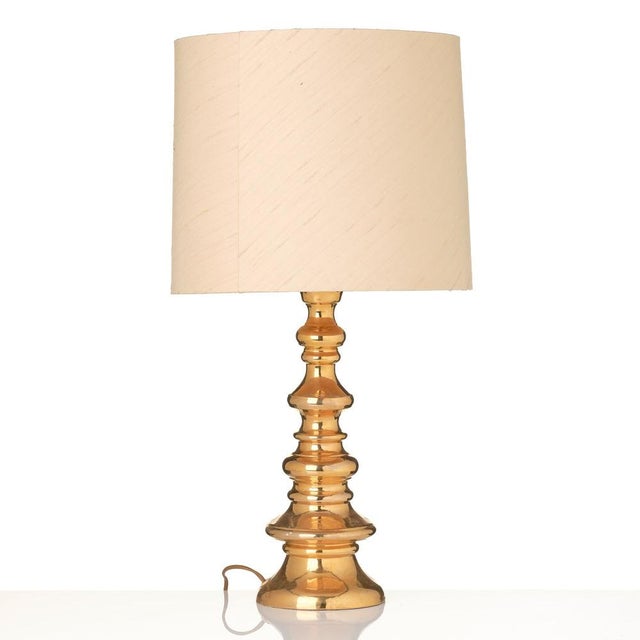 Gold Gold-Glazed Ceramic Model B-25 Table Lamp from Bergboms, Sweden, 1960s For Sale - Image 8 of 9