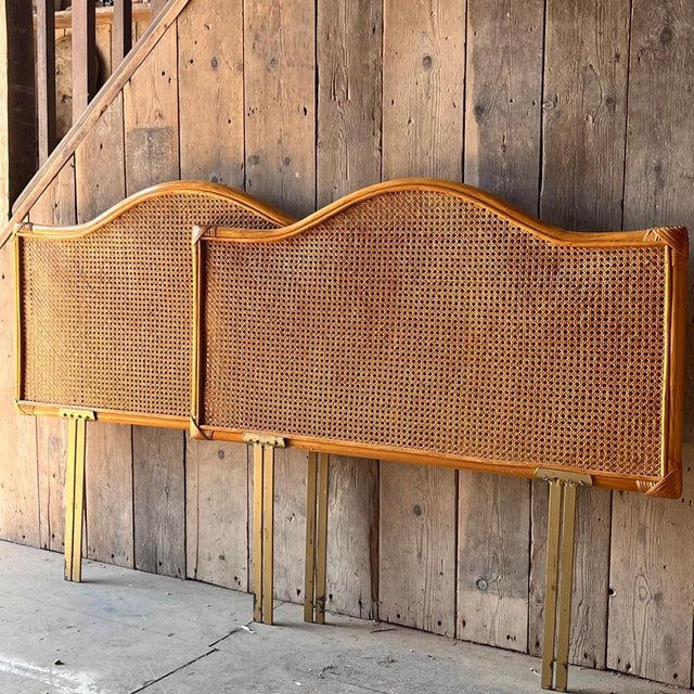 Single Bed Headboards in Cane and Bamboo, Set of 2 For Sale - Image 6 of 12