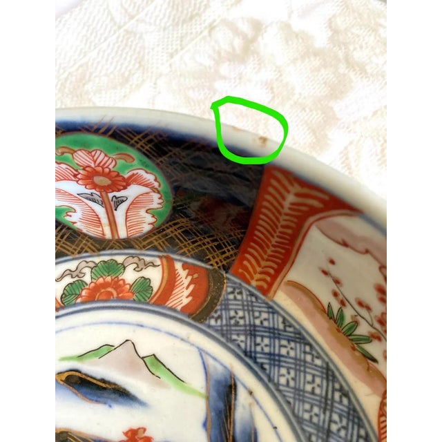 Mid 20th Century Antique Japanese Imari Porcelain Footed Rice Serving Bowl - Hand Painted With Blue Fuku Mark - Set of 2 For Sale - Image 12 of 13