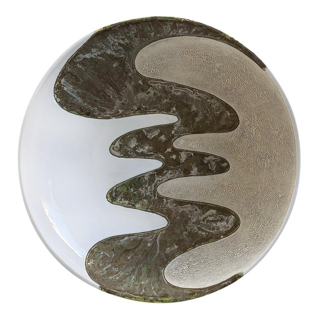 Late 20th Century Large Modernist Wavy Abstract Ceramic Centerpiece Bowl For Sale