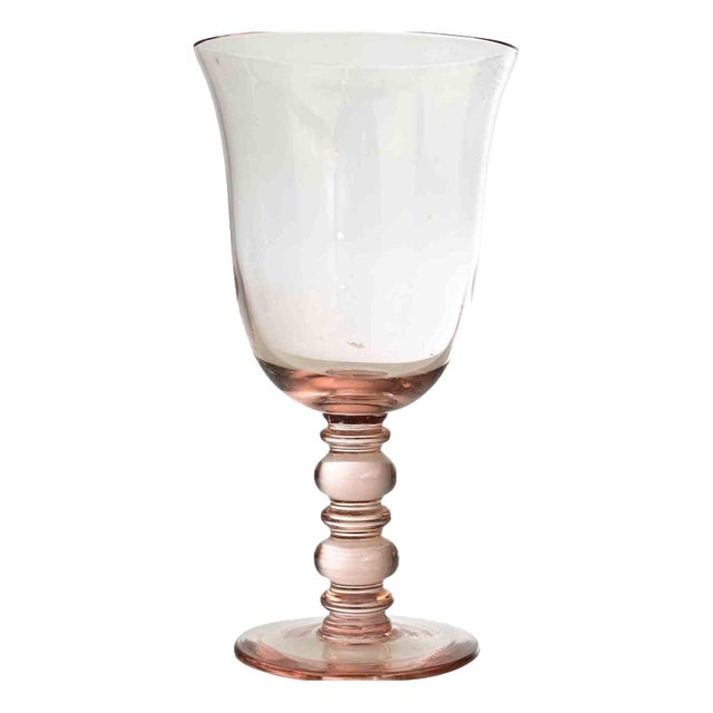 Transparent Pink Glass Goblet, 1950s For Sale