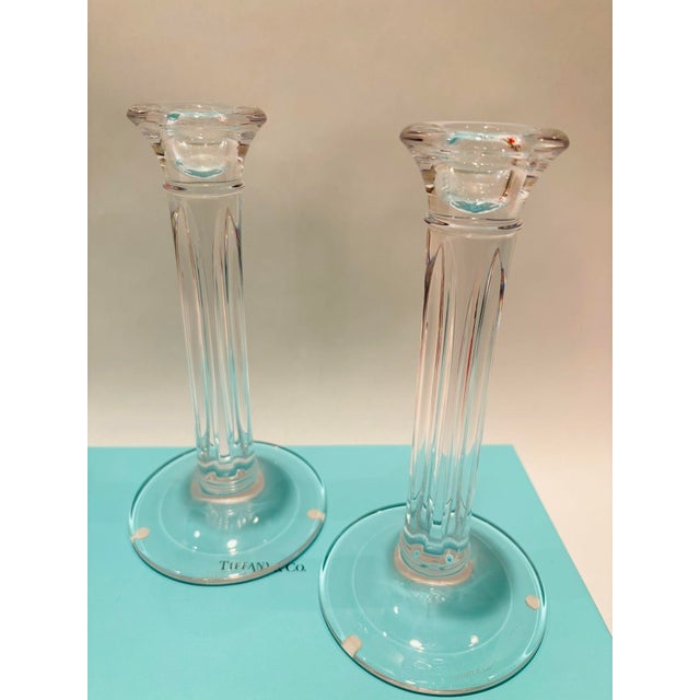 Tiffany and Co. Tiffany & Co. Clear Crystal Candlesticks a Pair For Sale - Image 4 of 12