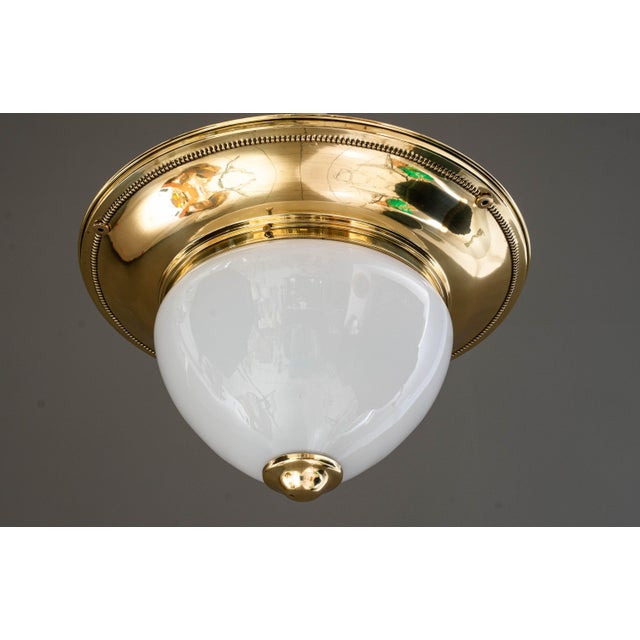 Large Art Deco Ceiling Lamp with Opal Glass Shade, Vienna, 1920s For Sale - Image 6 of 18