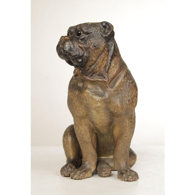 Mid 19th Century TERRA COTTA SITTING PUG DOG STATUE ATTRIBUTED TO GOLDSCHEIDER For Sale - Image 5 of 12
