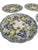 A beautiful set of six antique reticulated majolica plates by Villeroy & Boch, featuring delicate violet flowers and green...