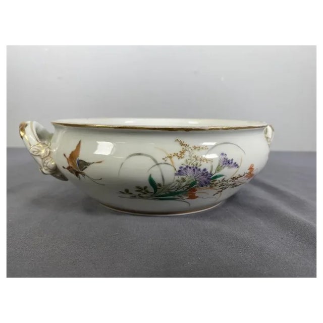 Late 19th Century Antique Chinese Export Vegetable Tureen Hand Painted Insects & Flowers For Sale - Image 5 of 6