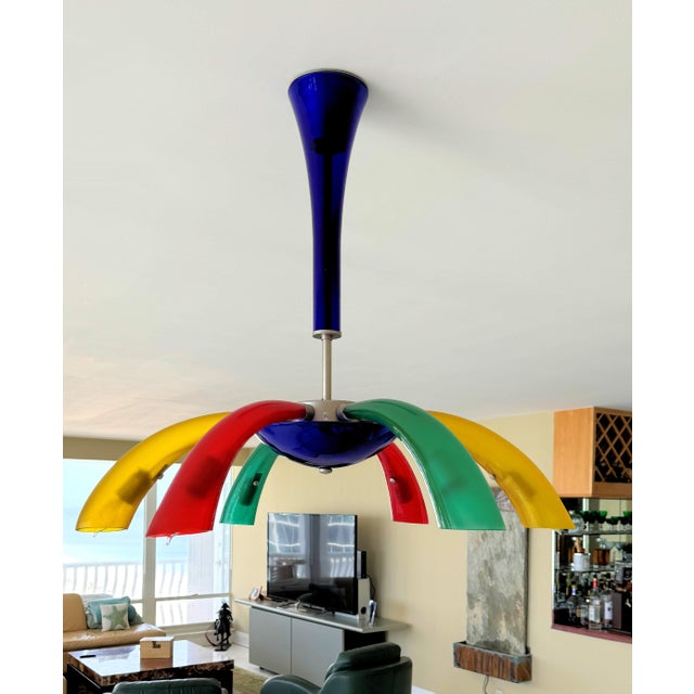 Barovier & Toso Murano Inspired Art Glass Fireworks Style 6-Arm Chandelier For Sale - Image 9 of 9