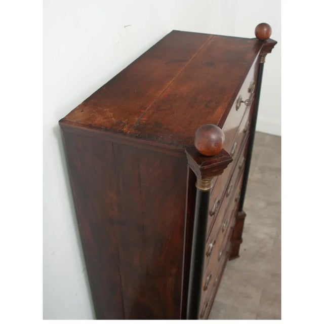 Brown 19th Century Dutch Empire Style Tall Chest of Drawers For Sale - Image 8 of 12