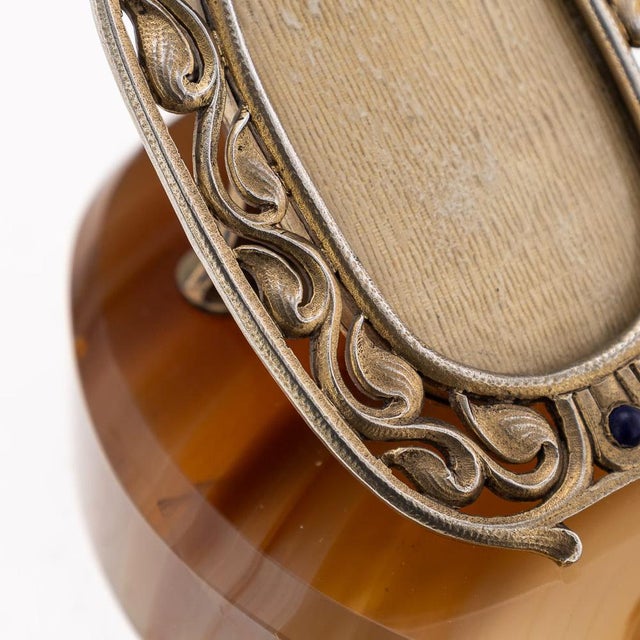 Antique French Gilt Silver Photograph Frame on Agate Base, 1890s For Sale - Image 10 of 15