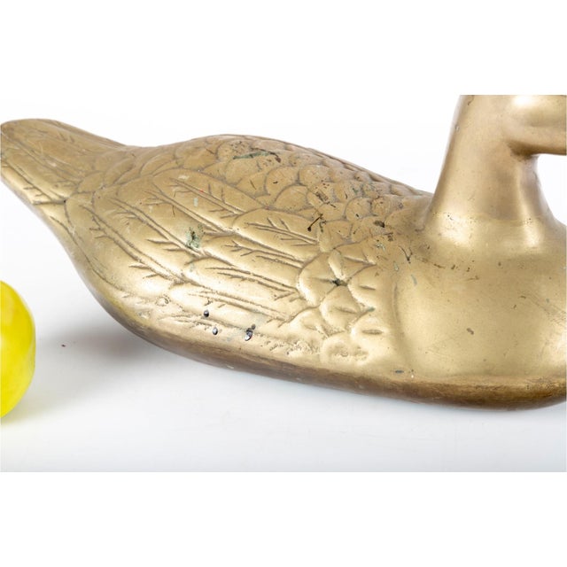 Transitional Vintage Weighted Cast Brass Duck Form Door Stop For Sale - Image 3 of 7
