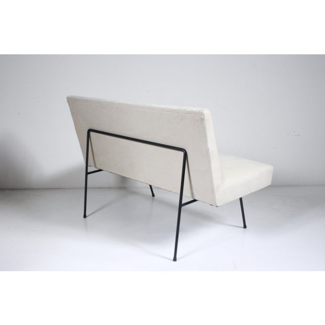Milo Baughman Mid 20th Century Milo Baughman for Pacific Iron Style Suede and Iron Settee For Sale - Image 4 of 18