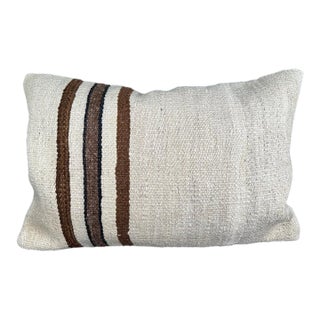 Turkish Hemp Pillow Cushion Natural Beige Brown Pillow Cushion Cover 16" x 24" For Sale