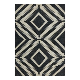 Rug & Kilim’s Contemporary Gift-Sized Flatweave Rug With Medallions in Black & Beige For Sale