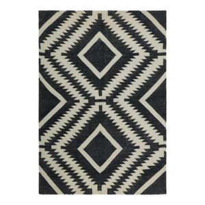Rug & Kilim’s Contemporary Gift-Sized Flatweave Rug With Medallions in Black & Beige