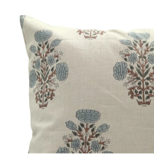 Fabdivine Decorative Block Print Cushion Cover 14x14 Inch Pure Linen-Swadesh For Sale - Image 4 of 5