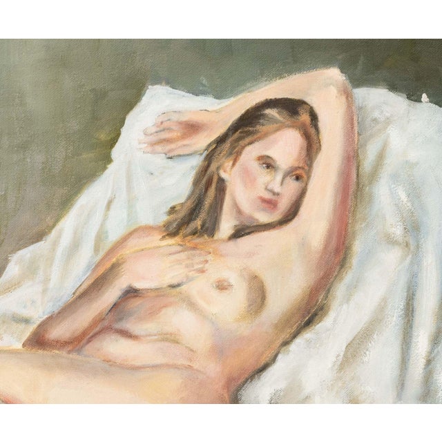 Marion Rothenberg (American, 1923-2025), Reclining Nude Woman, Oil on Canvas, signed to the side of canvas, unframed. 20"...