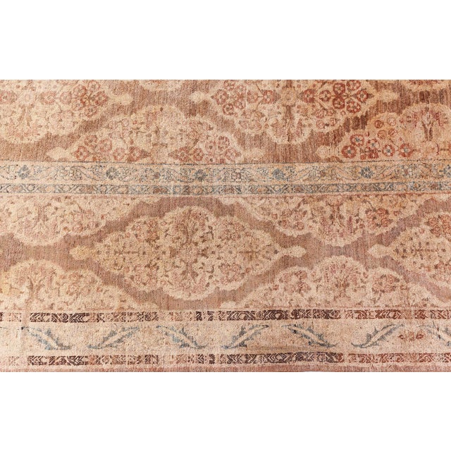 Authentic 1900s Persian Tabriz Handmade Brown Handmade Wool Rug For Sale - Image 4 of 12
