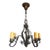 Vintage French Wrought Iron Chandelier With Forged Flowers For Sale