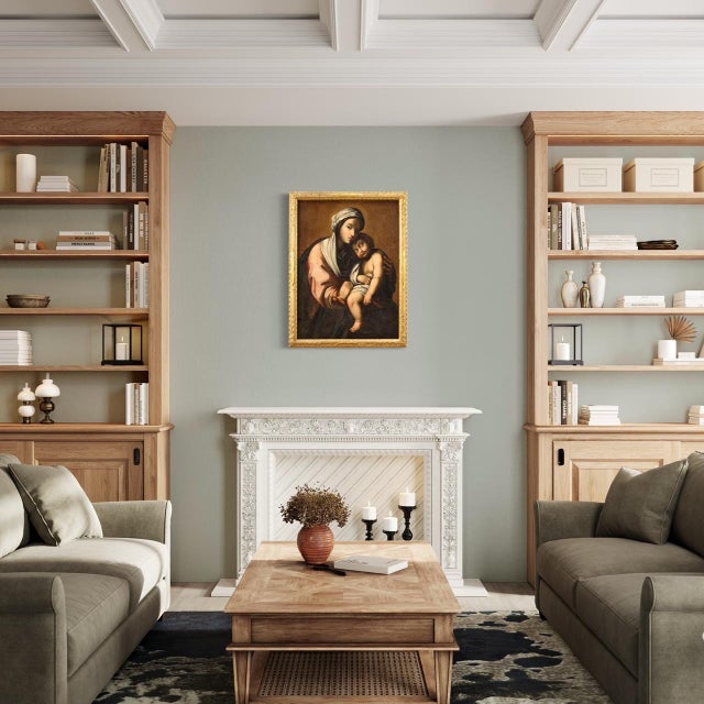 Early 18th Century Italian Artist, Virgin with Child, 1720, Oil on Canvas For Sale - Image 5 of 16