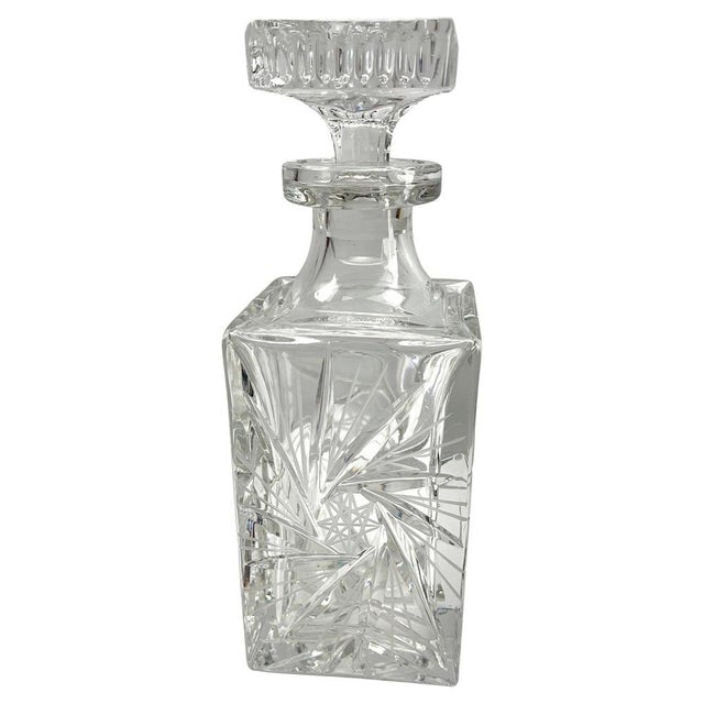 Vintage Belgian Cut-Crystal Decanter for Val Saint Lambert , 1950 For Sale - Image 4 of 13