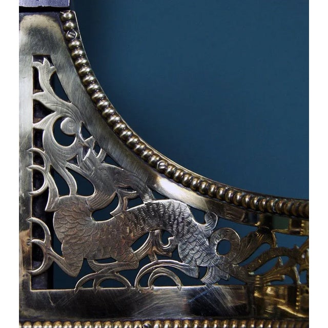 Antique Serpentine Brass and Steel Dog Grate, 1890 For Sale - Image 3 of 5