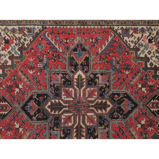 1950s 1950s Antique Persian Heriz , 6'7" X 8'9" For Sale - Image 5 of 7