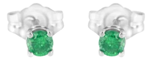 .925 Sterling Silver 1/4 Cttw Round Brilliant-Cut Green Diamond Classic 4-Prong Stud Earrings (Fancy Color-Enhanced, I2-I3 Clarity) - 2 Pieces