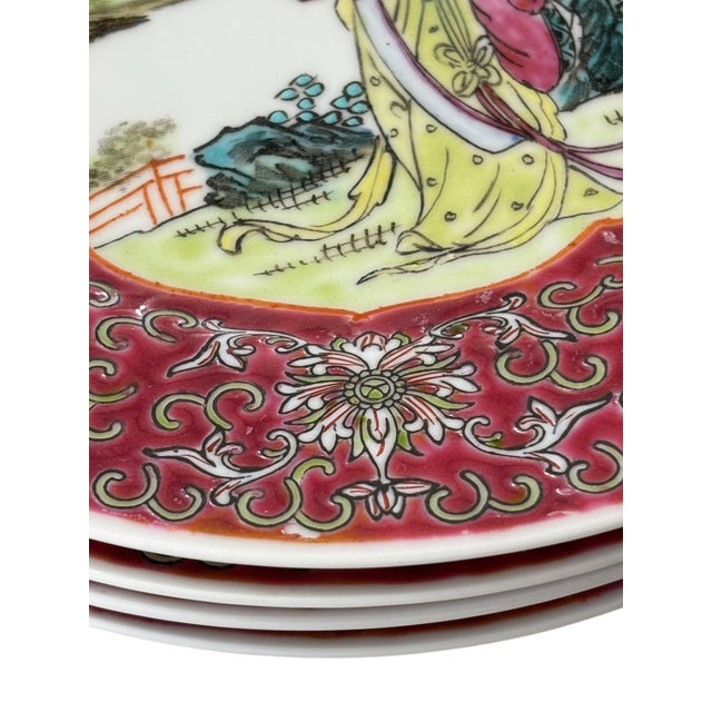 Mid-Century Vintage Mun Shou Longevity Hand Painted Luncheon Set, 28pcs. For Sale - Image 10 of 12