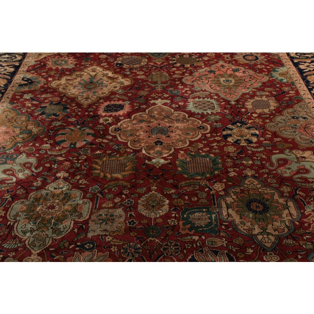 Traditional Hand-Knotted Antique Shahrestan Rug in Red and Beige-Brown Floral Pattern For Sale - Image 3 of 6