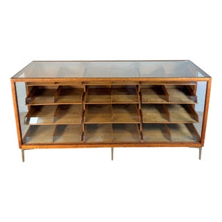 Vintage Oak Display Counter with 12 Drawers, 1960s For Sale