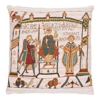 Bayeux King Harold Tapestry Cushion With Feather Filler - 46 X 46cm For Sale