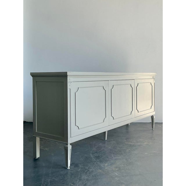 Vintage Regency Notched Millwork Marble Top Credenza For Sale - Image 9 of 12