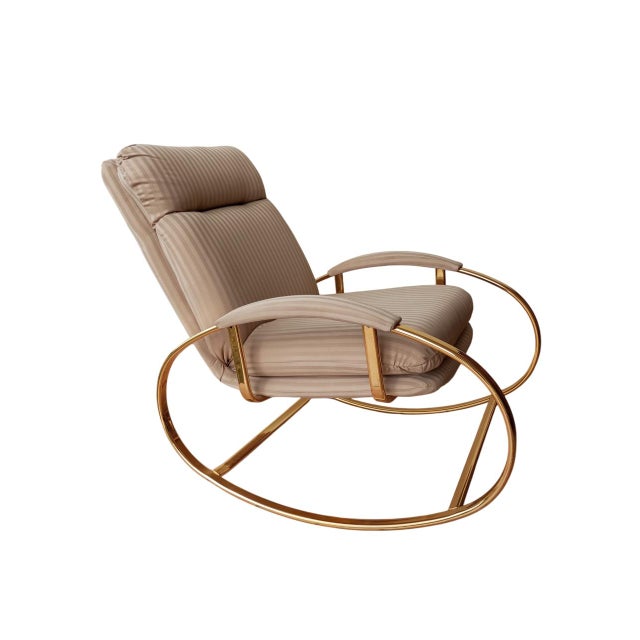 Rocking Chair in Brass and Fabric by Guido Faleschini, 1970s For Sale - Image 12 of 15