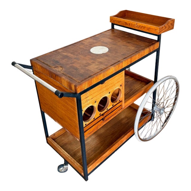 Mid 20th Century Indoor Butcher Block Bar Cart by Athur Umanoff For Sale