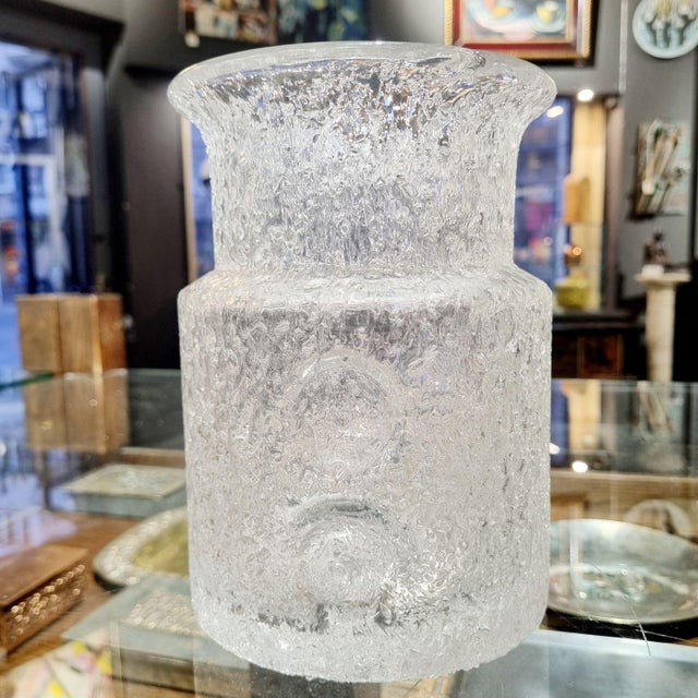Vintage Bohemian Ice Glass Vase, 1960s For Sale - Image 11 of 13