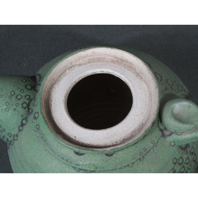 1990s Handmade Modernist Studio Pottery Teapot in Matte Green Glaze For Sale - Image 12 of 13
