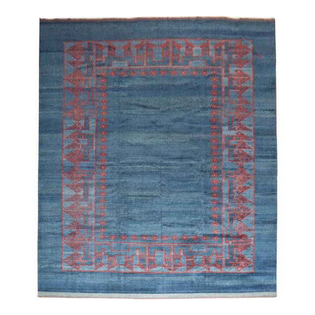 Oversize Contemporary Persian Blue Red Rug For Sale