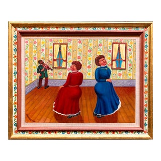 Maurice Kish, Dance of the In laws Wedding Scene Judaica Shtetl Oil Painting WPA Jewish Artist For Sale