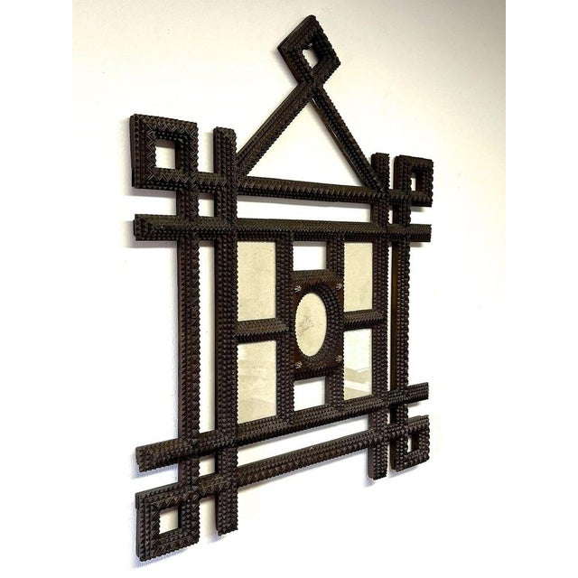 Beautiful, extraordinary designed Tramp Art photo frame from the very early 20th century in Austria. Elaborately made out...