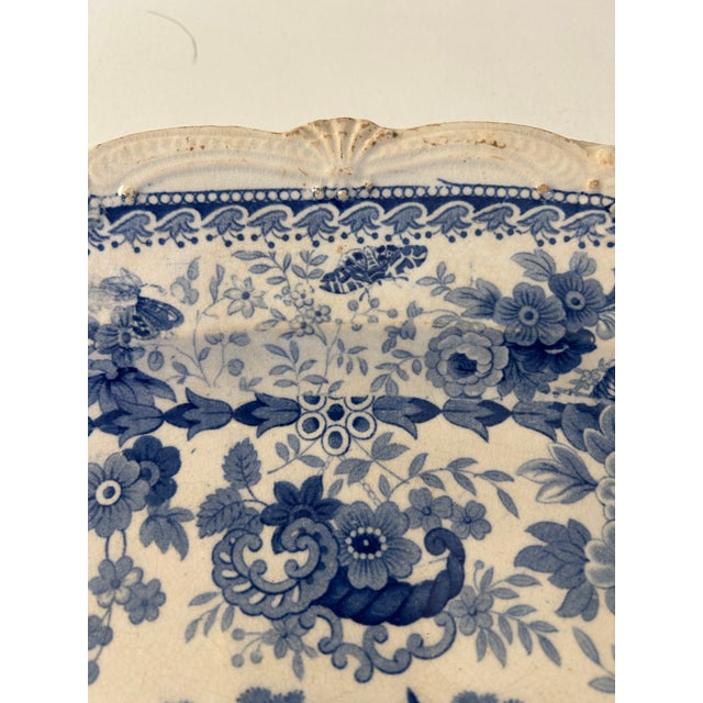 English Antique English Staffordshire Blue and White Platter For Sale - Image 3 of 5