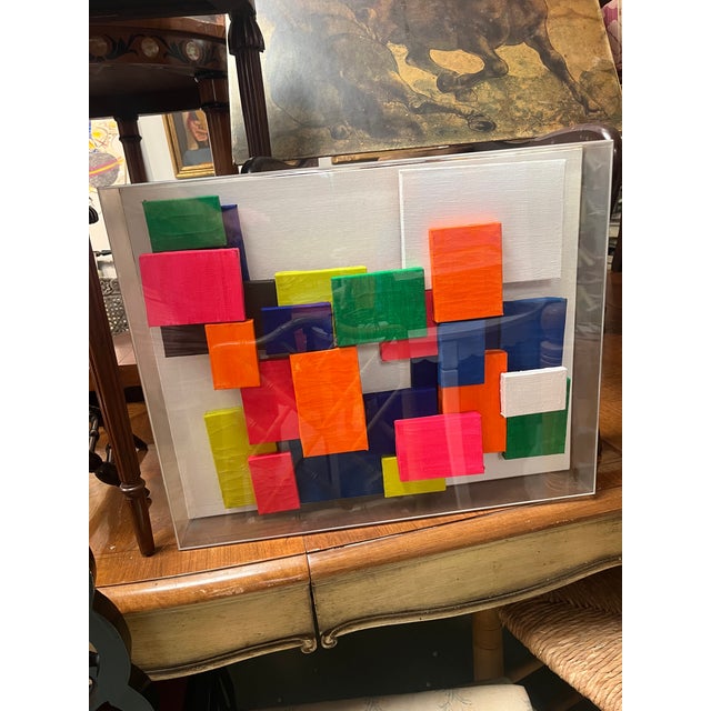 1970s Geometric Colorful Modernist Shadow Box Multidimensional Collage ...