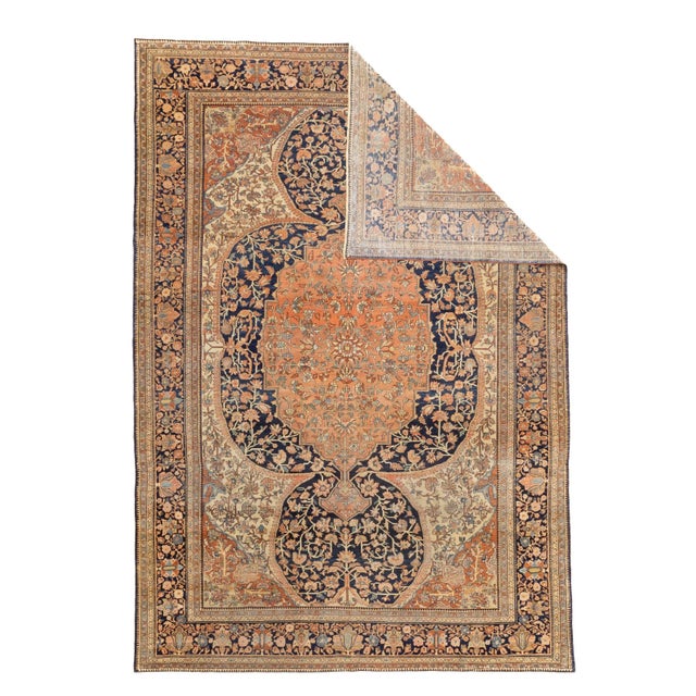 Antique Persian Farahan Sarouk Rug 9’4" x 12’1". The scatter and room size pieces made in the Arak/Sultanabad area,...