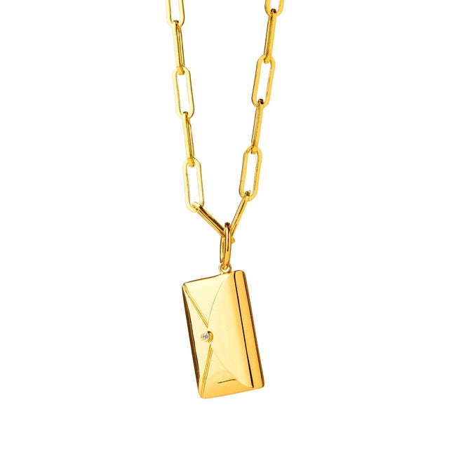 Syna Yellow Gold Love Letter Pendant with Diamond For Sale In New York - Image 6 of 7