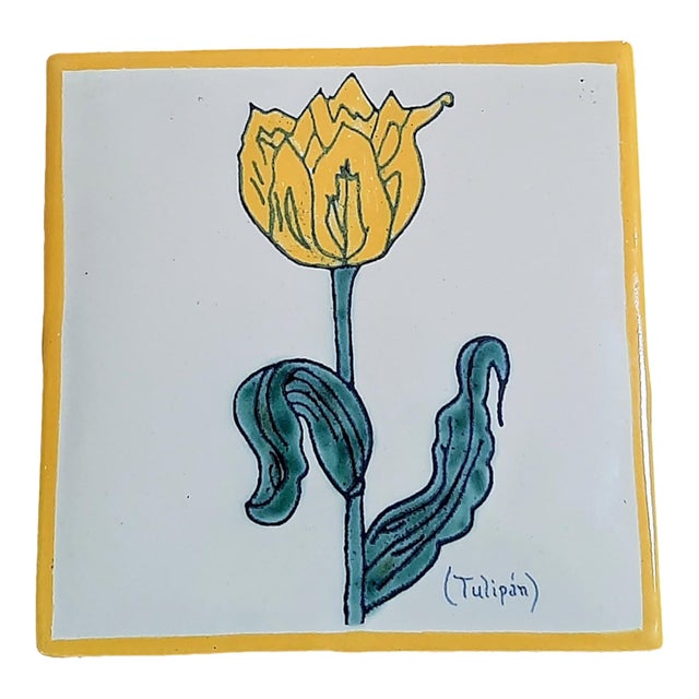 Vintage Art Nouveau Tulip Tile For Sale
