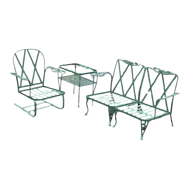 Vintage Woodard Wrought Iron Patio Set - 4 Pieces For Sale