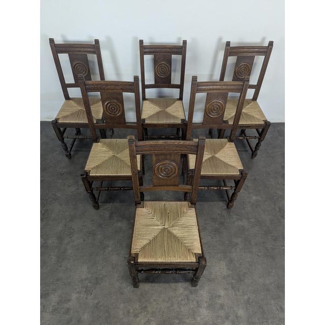 Modern Oak Chairs in the style of Dudouyt, Set of 6 For Sale - Image 3 of 8